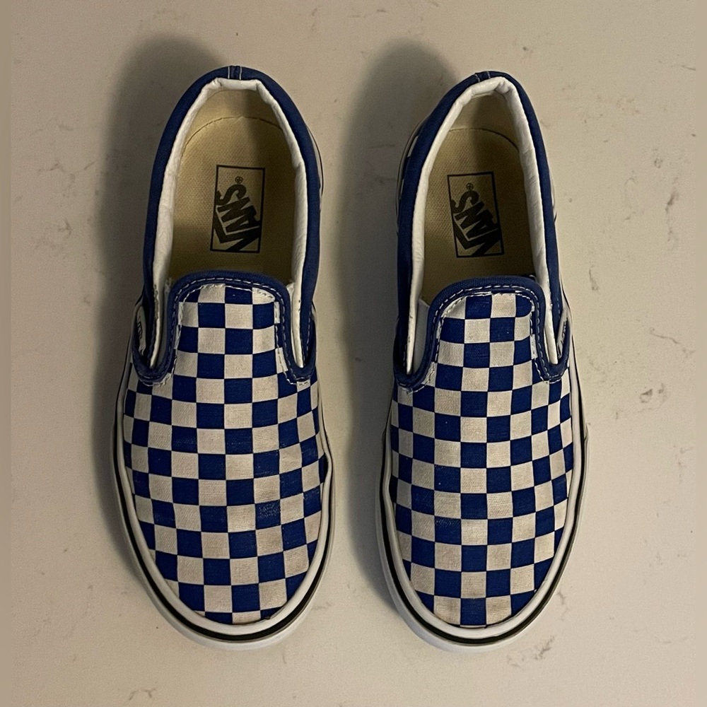 Vans Kids Blue Checkered Slip-On Shoes
